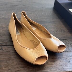 Lanvin Beige Peep Toe Flats